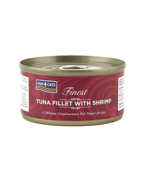 Fish4Cats Finest Tuna Fillet With Shrimp Complementary Wet Food 70g can