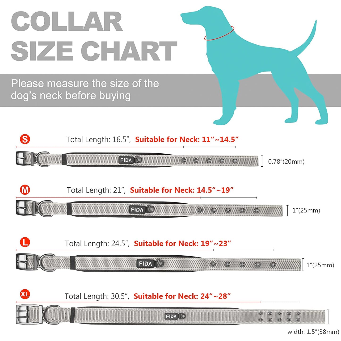 Fida Heavy Duty Dog Collar – Yellow