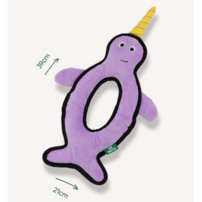 Beco Rough and Tough Narwhal Soft Dog Toy