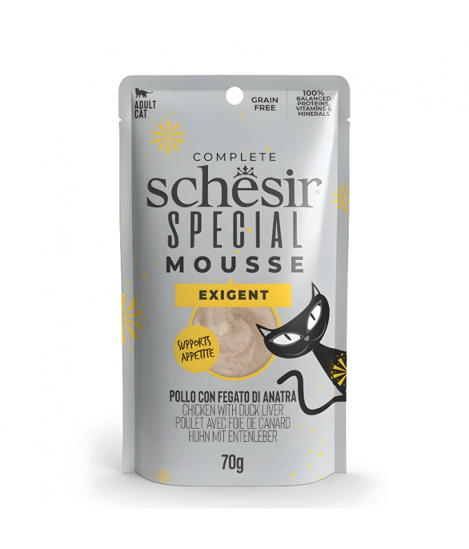 Schesir Special Mousse (Exigent) For Cat - Chicken With Duck Liver 70g