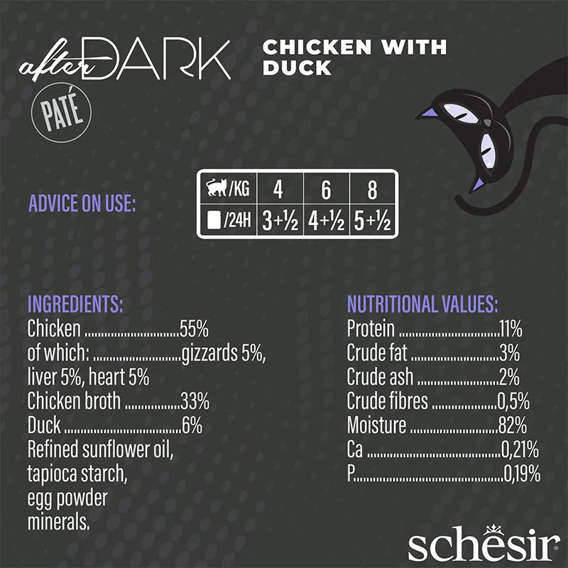 Schesir After Dark Patè For Cat - Chicken With Duck 80g