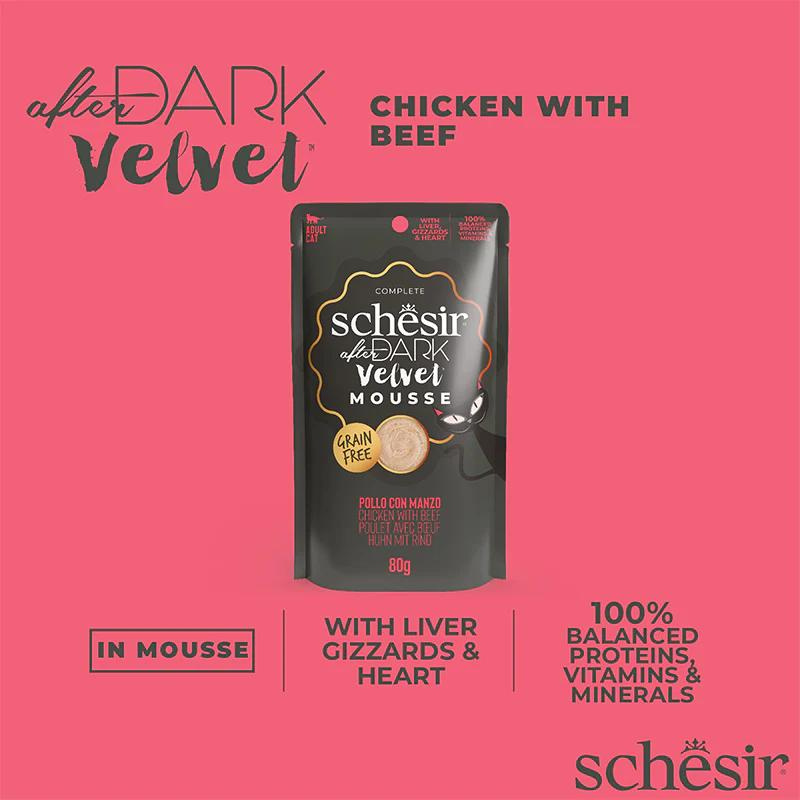 Schesir After Dark Velvet Mousse For Cat - Chicken With Beef 80g