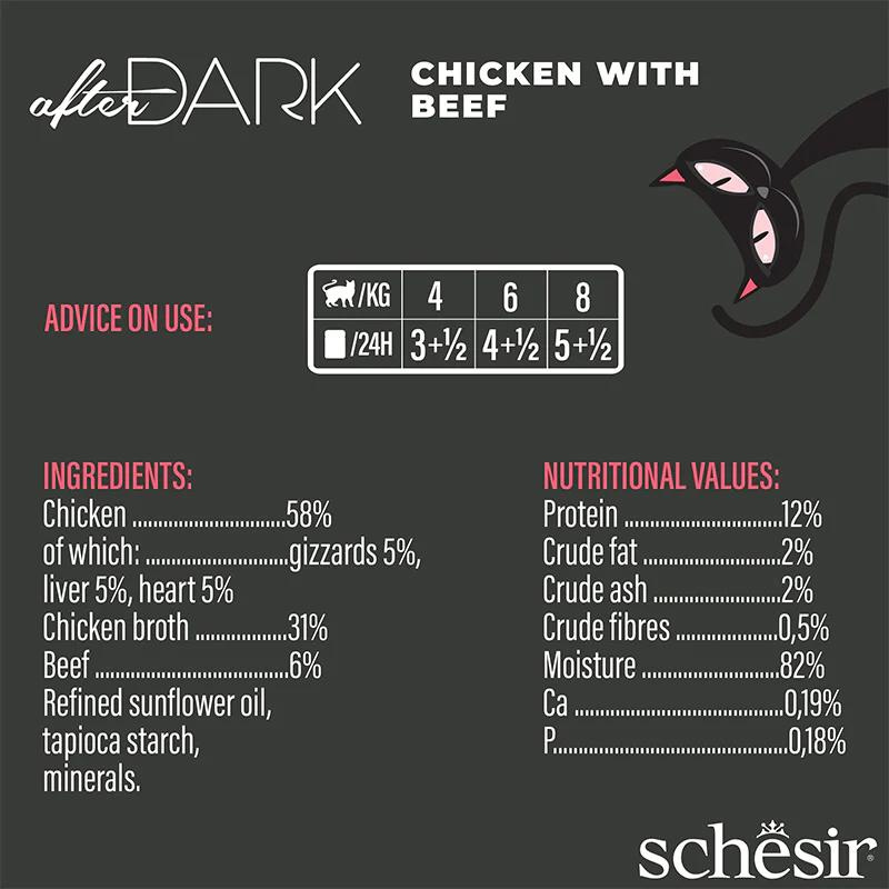 Schesir After Dark Wholefood In Broth For Cat - Chicken With Beef 80g