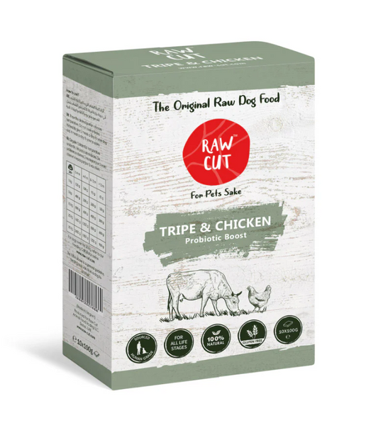 Raw Cut Tripe & Chicken Raw food for Dogs   10 x 100g