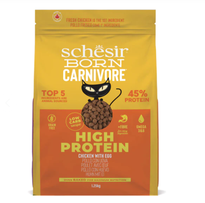 Schesir Born Carnivore Grain Free Chicken & Egg Dry Food for Cats  1.25kg