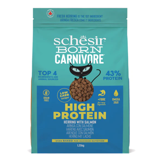 Schesir Born Carnivore Grain Free Herring & Salmon Dry Food for Cats  1.25kg