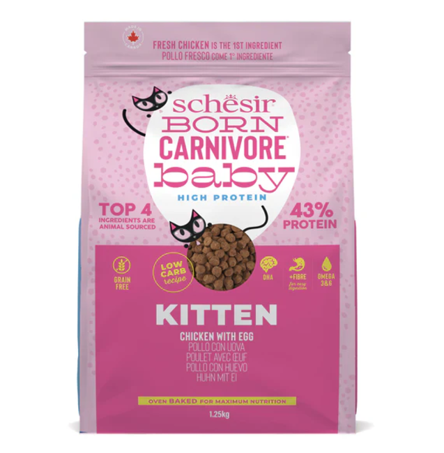 Schesir Born Carnivore Chicken & Egg Dry Food for Kittens 1.25kg