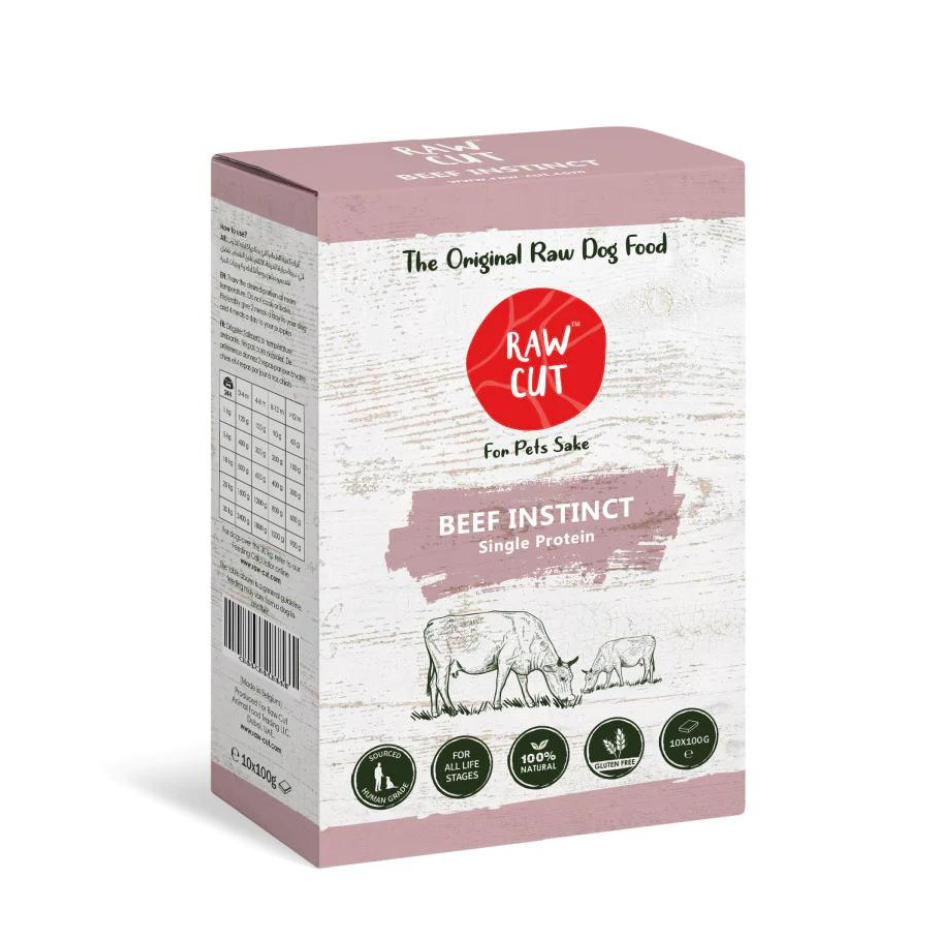 Raw Cut Beef Instinct Raw food for Dogs  10 x 100g