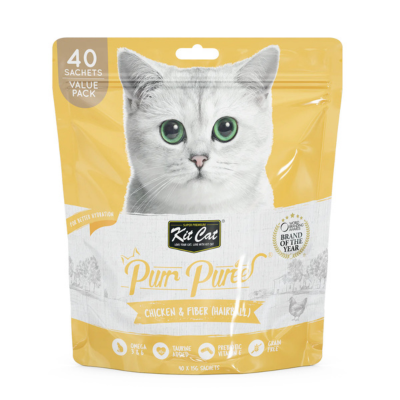 Kit Cat Purr Puree Chicken & Fiber (Hairball) Treats 15g x 40 sachets