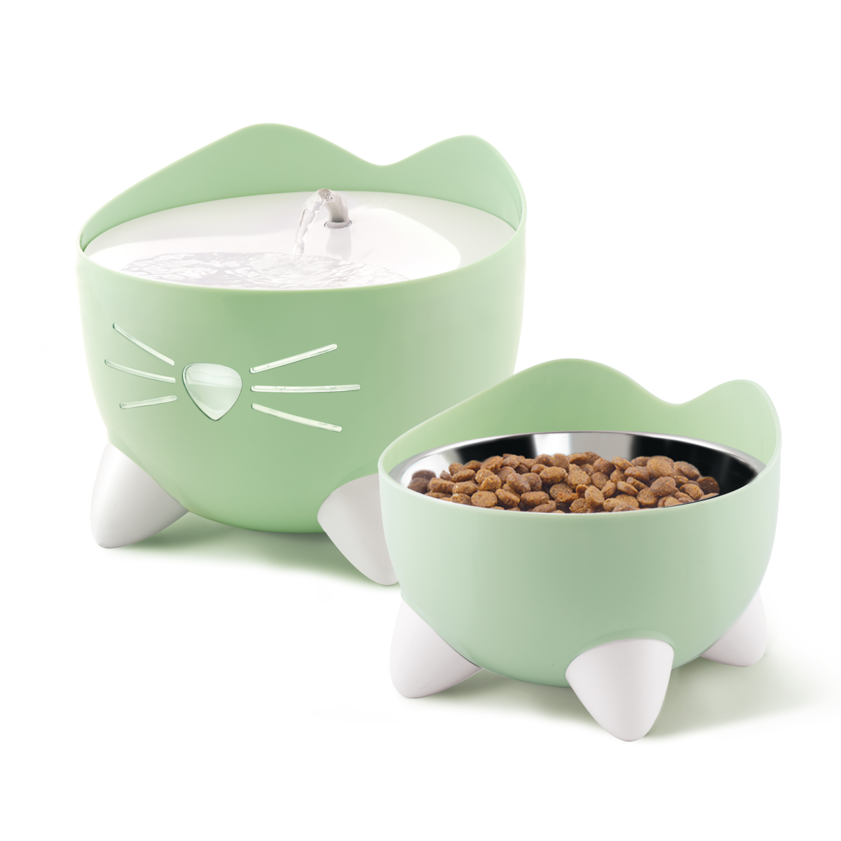 CatIt Pixi Drinking Fountain & Feeding Bowl - Combo Pack