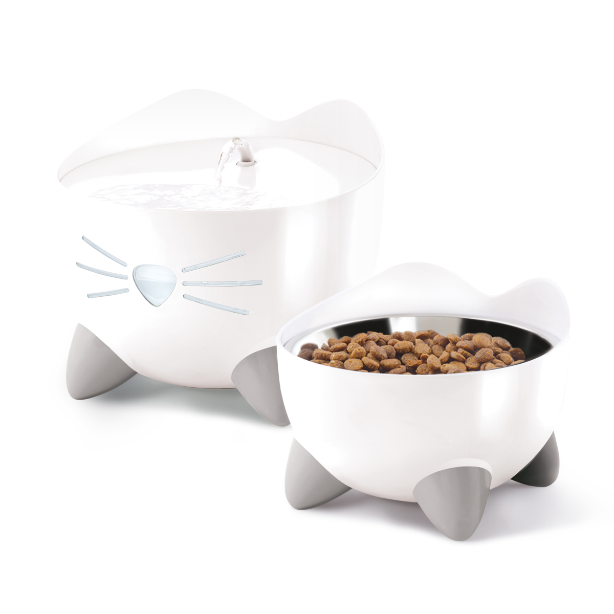 CatIt Pixi Drinking Fountain & Feeding Bowl - Combo Pack