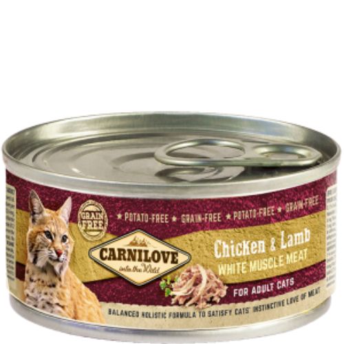 Carnilove Chicken & Lamb for Adult Cats Wet Food 100g can