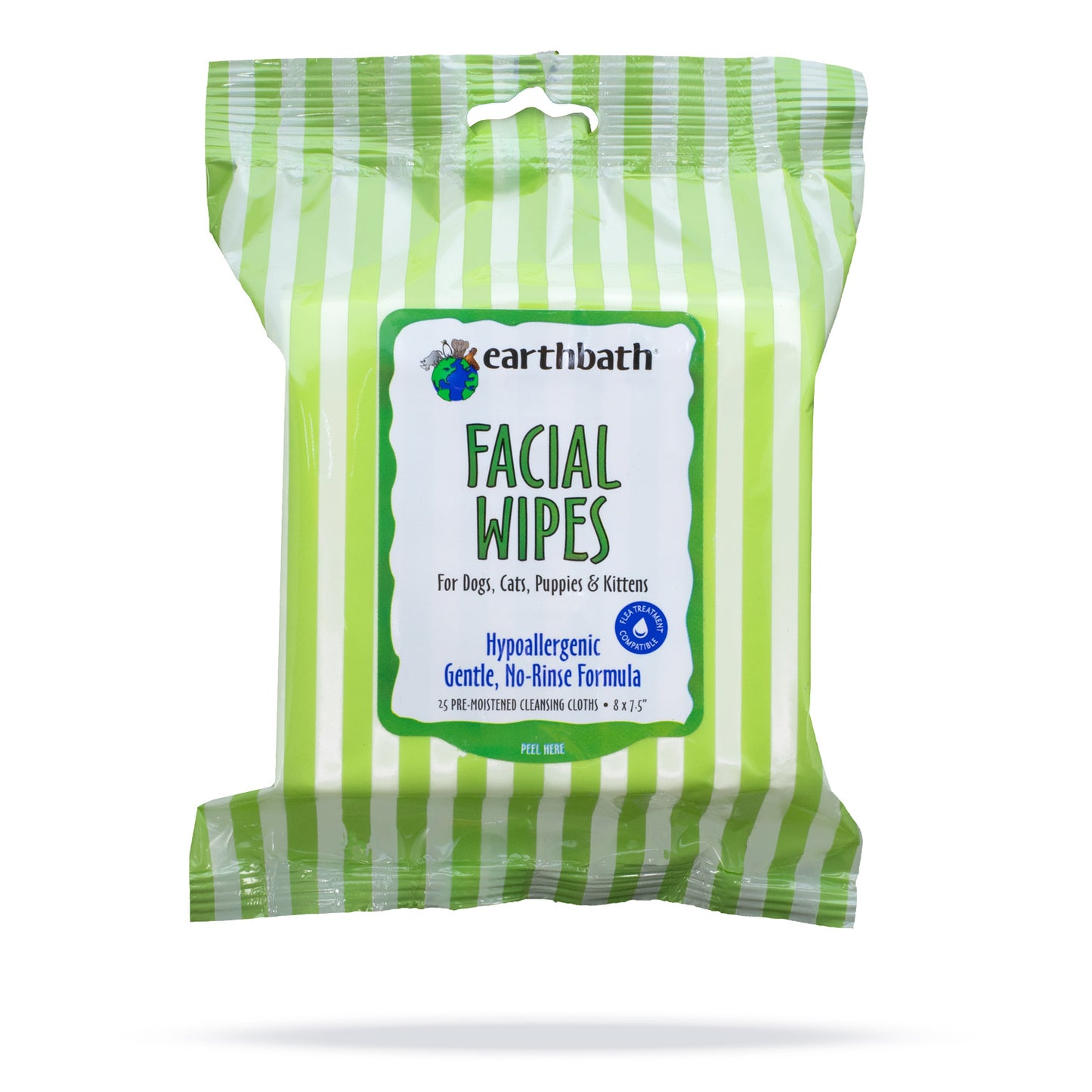 earthbath® Facial Wipes, Hypo-Allergenic Cucumber Melon  25pcs