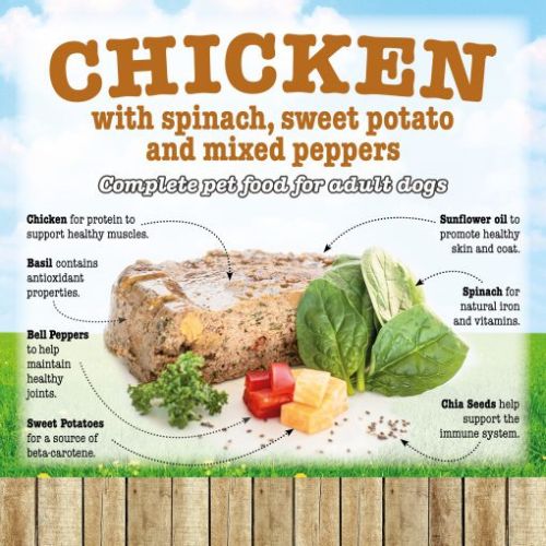 Little Big Paw Chicken with Spinach, Sweet Potato and Peppers Tray Wet Food for Dogs 390g