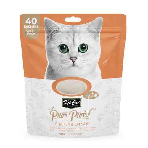 Kit Cat Purr Puree Chicken & Salmon Treats 15g x 40 sachets