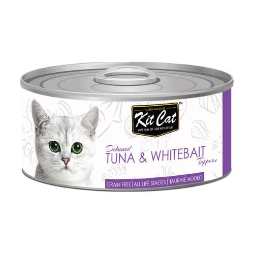 Kit Cat Deboned Tuna & Whitebait Toppers Wet Food 80g can