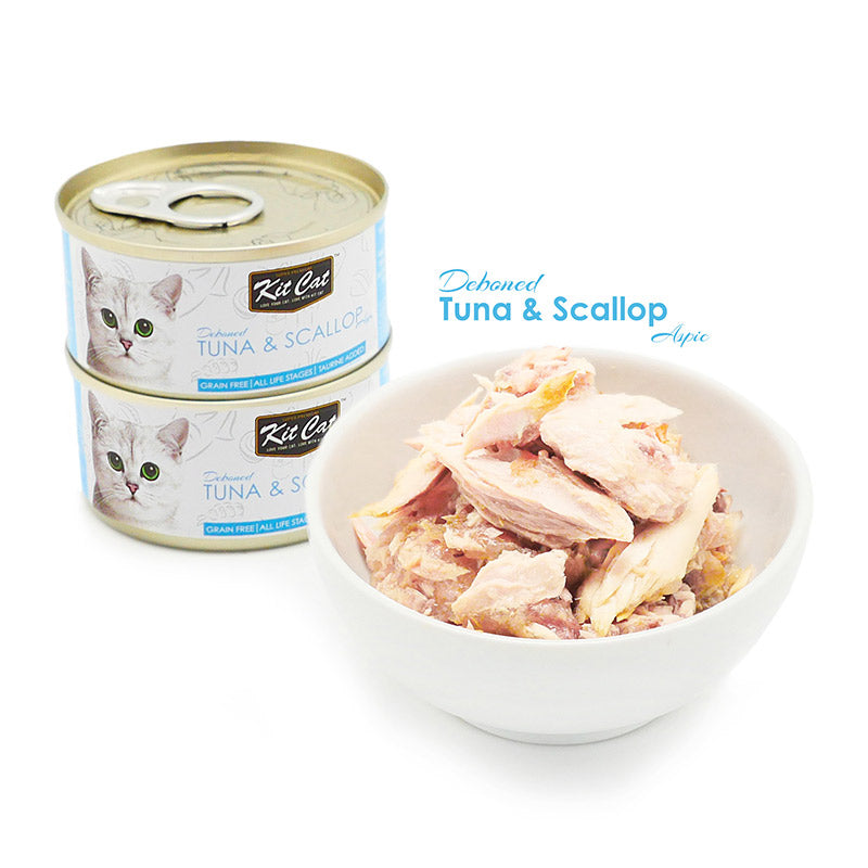 Kit Cat Deboned Tuna & Scallop Aspic 80g can