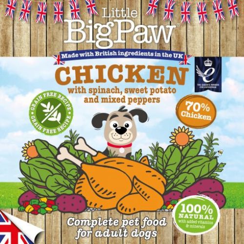 Little BigPaw Chicken with Spinach, Sweet Potato and Peppers Tray Wet Food for Dogs 390g