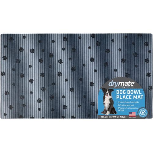 Drymate Dog Bowl Place Mat Paw Stripe (Grey Black)