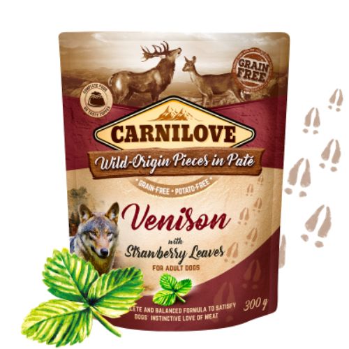 Carnilove Venison with Strawberry Leaf Wet Food for Dogs 300g