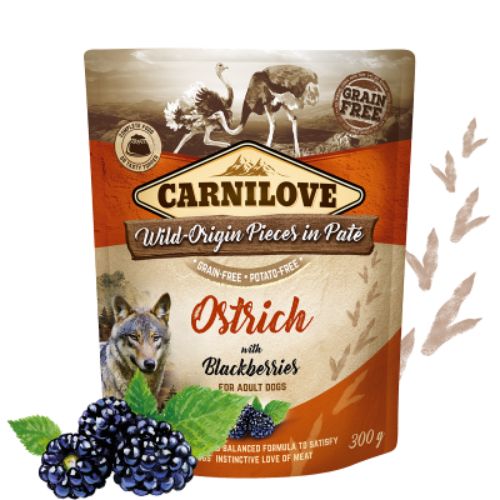 Carnilove Ostrich with Blackberries Wet Food for Dogs  300g