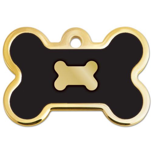 Dog ID Tag - Bone Epoxy Gold/Black