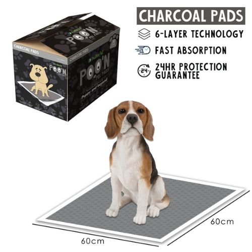 Nutrapet Poo N Pee Pads Charcoal Edition 5X Absorption With Floor Mat Stickers