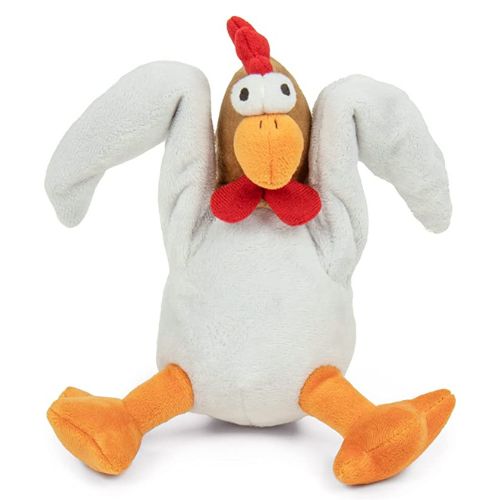 GoDog Action Plush Chicken With Chew Guard Technology Animated Squeaker Dog Toy