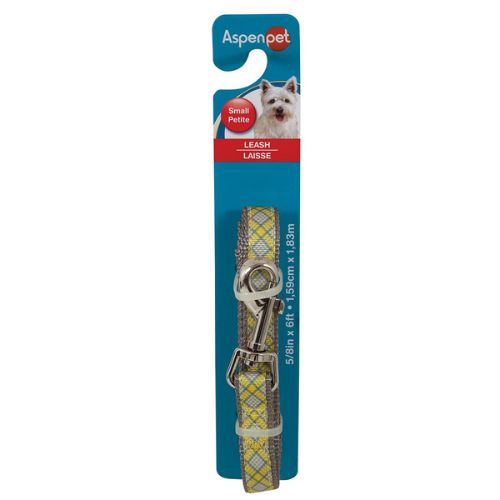 Petmate Aspen Dog Leash Yellow Plaid 1"X6'