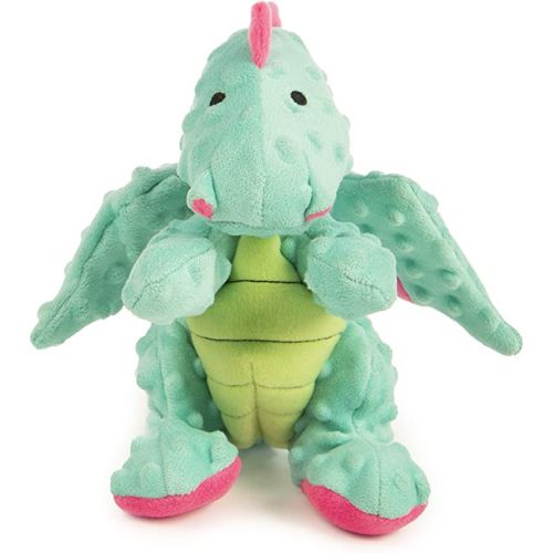 GoDog Dragons With Chew Guard Technology Durable Plush Squeaker Dog Toy, Seafoam