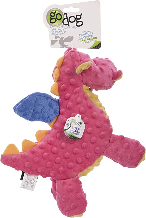 GoDog Dragons With Chew Guard Technology Durable Plush Squeaker Dog Toy