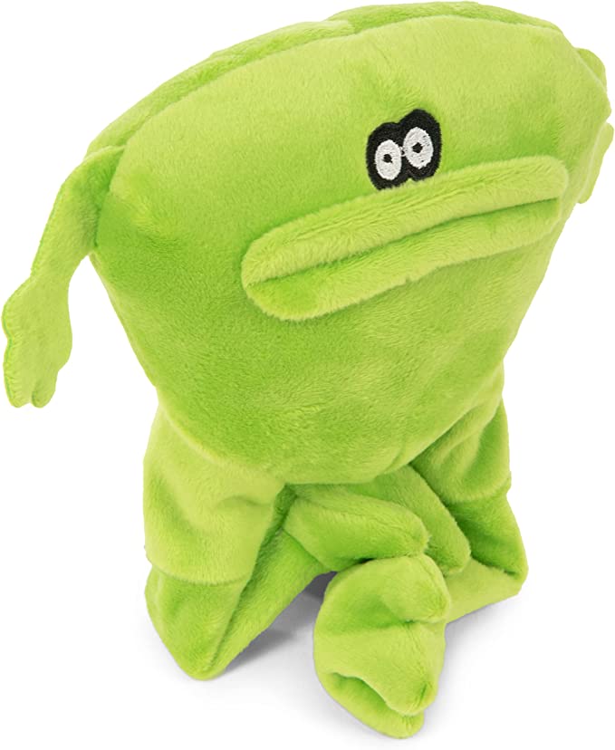 GoDog Action Plush Frog With Chew Guard Technology Animated Squeaker Dog Toy