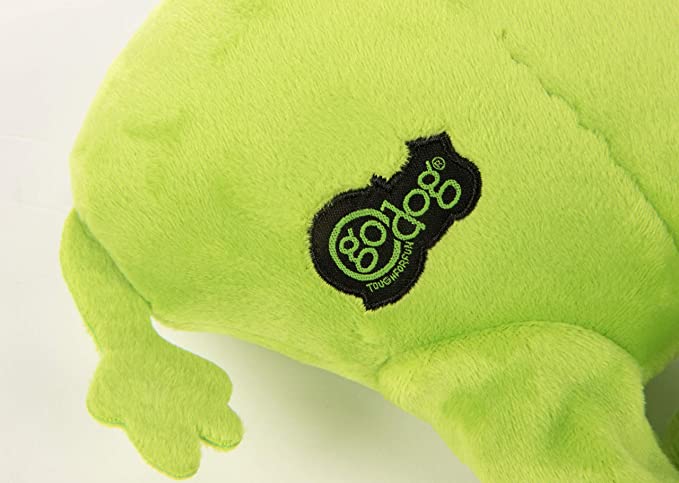 GoDog Action Plush Frog With Chew Guard Technology Animated Squeaker Dog Toy