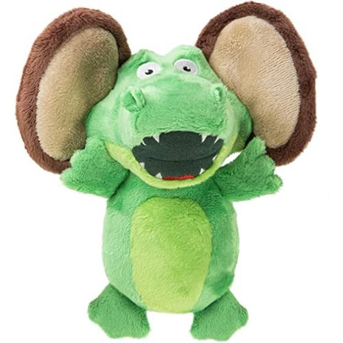 GoDog Silent Squeak Flips Gator Monkey With Chew Guard Technology Durable Plush Dog Toy