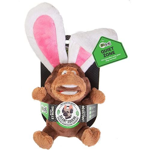 GoDog Silent Squeak Flips Monkey Rabbit With Chew Guard Technology Durable Dog Toy