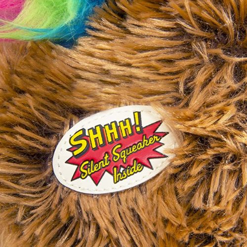 GoDog Silent Squeak Crazy Hairs Hedgehog With Chew Guard Technology Durable Plush Dog Toy