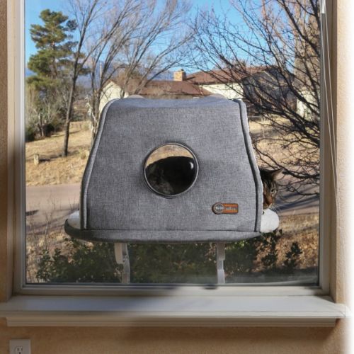 K&H Universal Mount Kitty Sill With Hood Gray