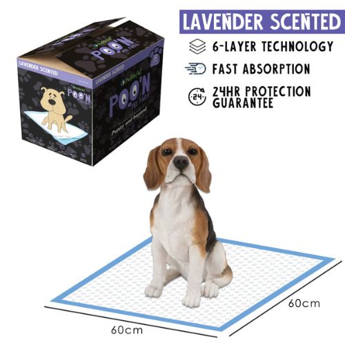 Nutrapet Poo N Pee Pads Lavender Scented 5X Absorption With Floor Mat Stickers