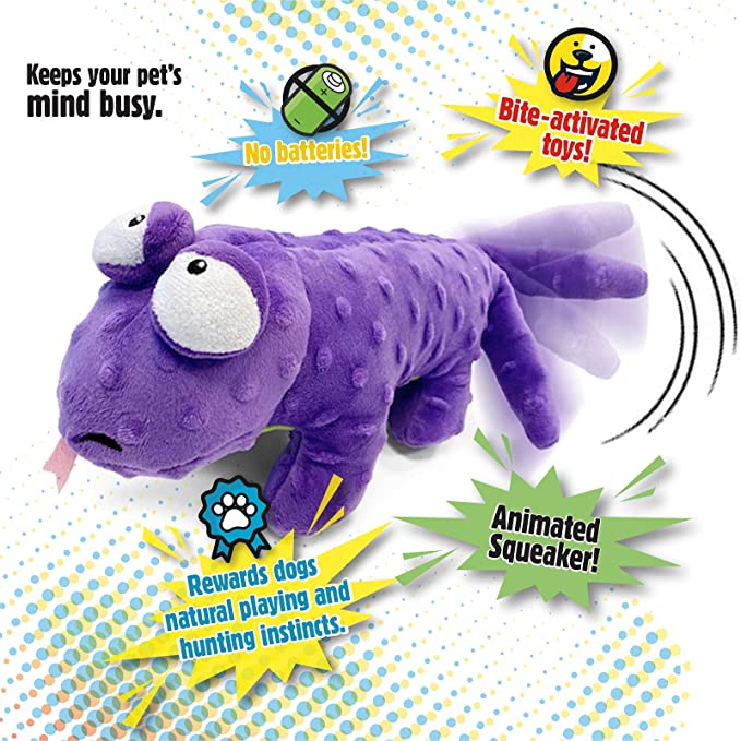 GoDog Action Plush Lizard With Chew Guard Technology Animated Squeaker Dog Toy