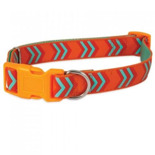 Petmate Rubber Adjustable Dog Collar - Orange Chevron 