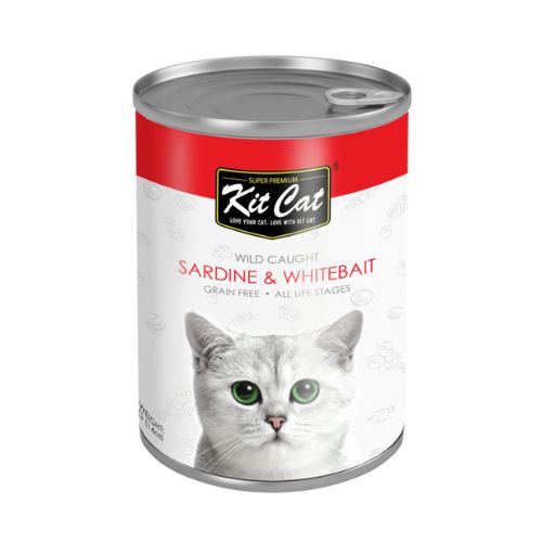 Kit Cat Wild Caught Sardine & WhiteBait Wet Food 400g can