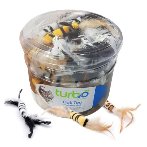 Bergan Turbo Feather Toys Bulk Cat Toy Bin – 10 pcs