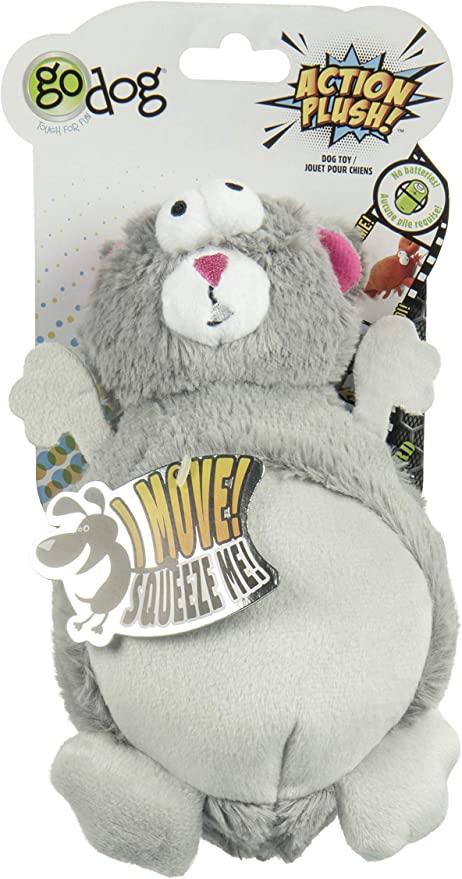 GoDog Action Plush Squirrel With Chew Guard Technology Animated Squeaker Dog Toy