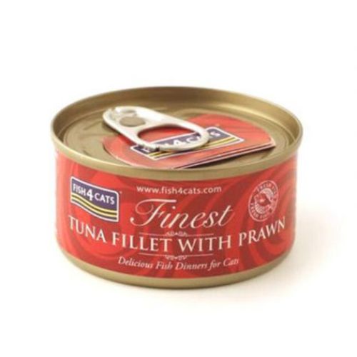 Fish4Cats Finest Tuna Fillet With Prawn Wet Food 70g can
